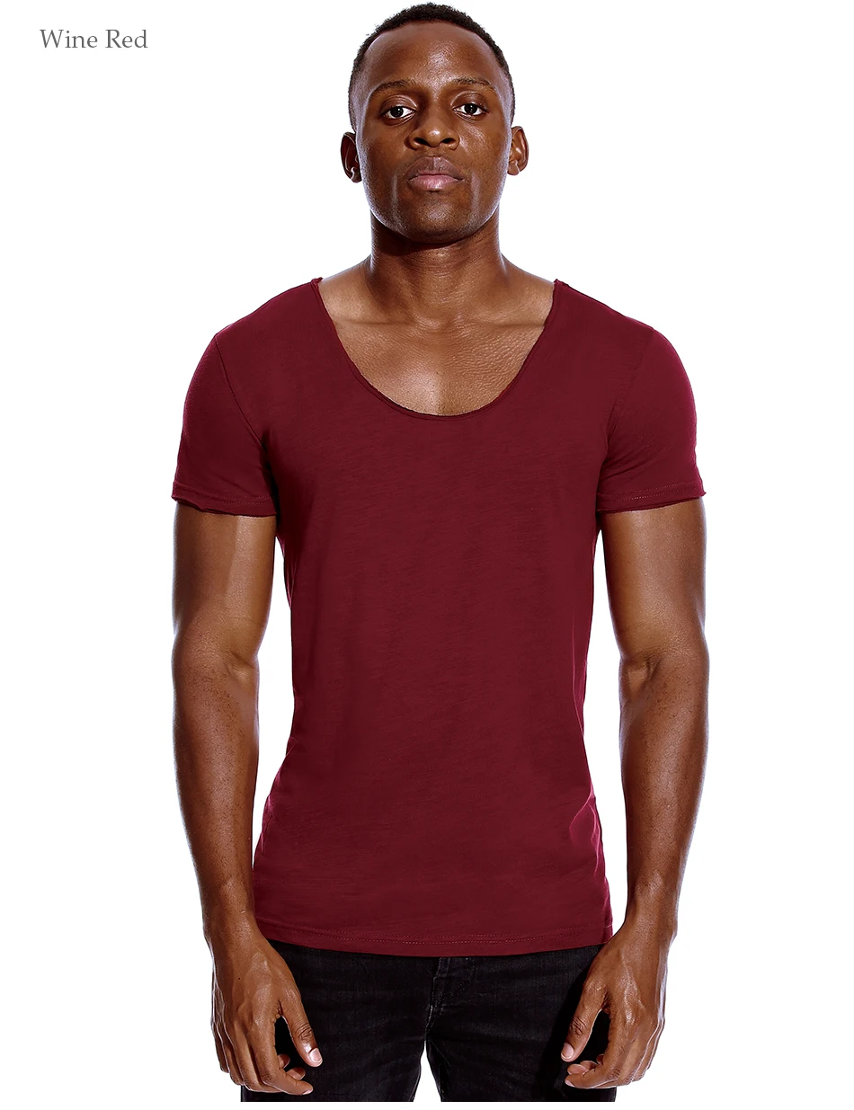 red scoop neck t shirt