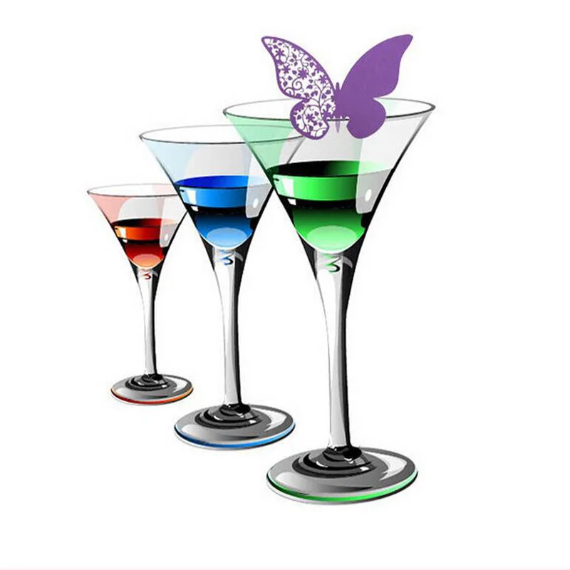 24pcs Wedding Table Decoration Place Cards Wedding Party Decoration Laser Cut Butterfly Wine Glass Place Cards