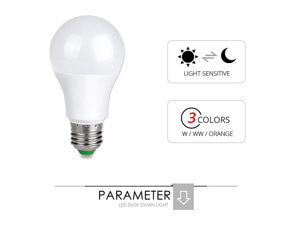 E27 B22 LED Sensor Lamp Bulb Automatic Dusk to Dawn Bulbs Auto ONOFF for Porch Hallway Night lights AC85-265V 10W 15W (3)
