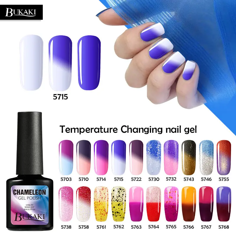 BUKAKI Temperature Change Color Thermal Gel Varnish UV Led Nail Gel Polish Soak Off UV Gel Nail Polish Chameleon Lacquer
BUKAKI Temperature Change Color Thermal Gel Varnish UV Led Nail Gel Polish Soak Off UV Gel Nail Polish Chameleon Lacquer