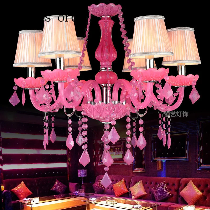 European luxury color candle Pink Crystal Chandelier bedroom Princess restaurant children room Chandelier Postage free
European luxury color candle Pink Crystal Chandelier bedroom Princess restaurant children room Chandelier Postage free