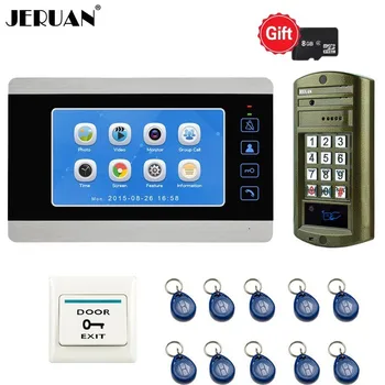 

JERUAN 7 Inch LCD Video Doorbell Doorphone Voice/Video Record Intercom System kit Metal Waterproof Password RFID Access Camera