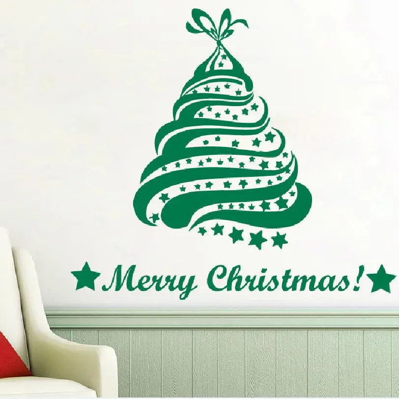 

DIY Art Wall Decals Merry Christmas Wall Murals DecalTree 2018 Star Christmas Decoration Wall Stickers Home Decor Sticker WY-27