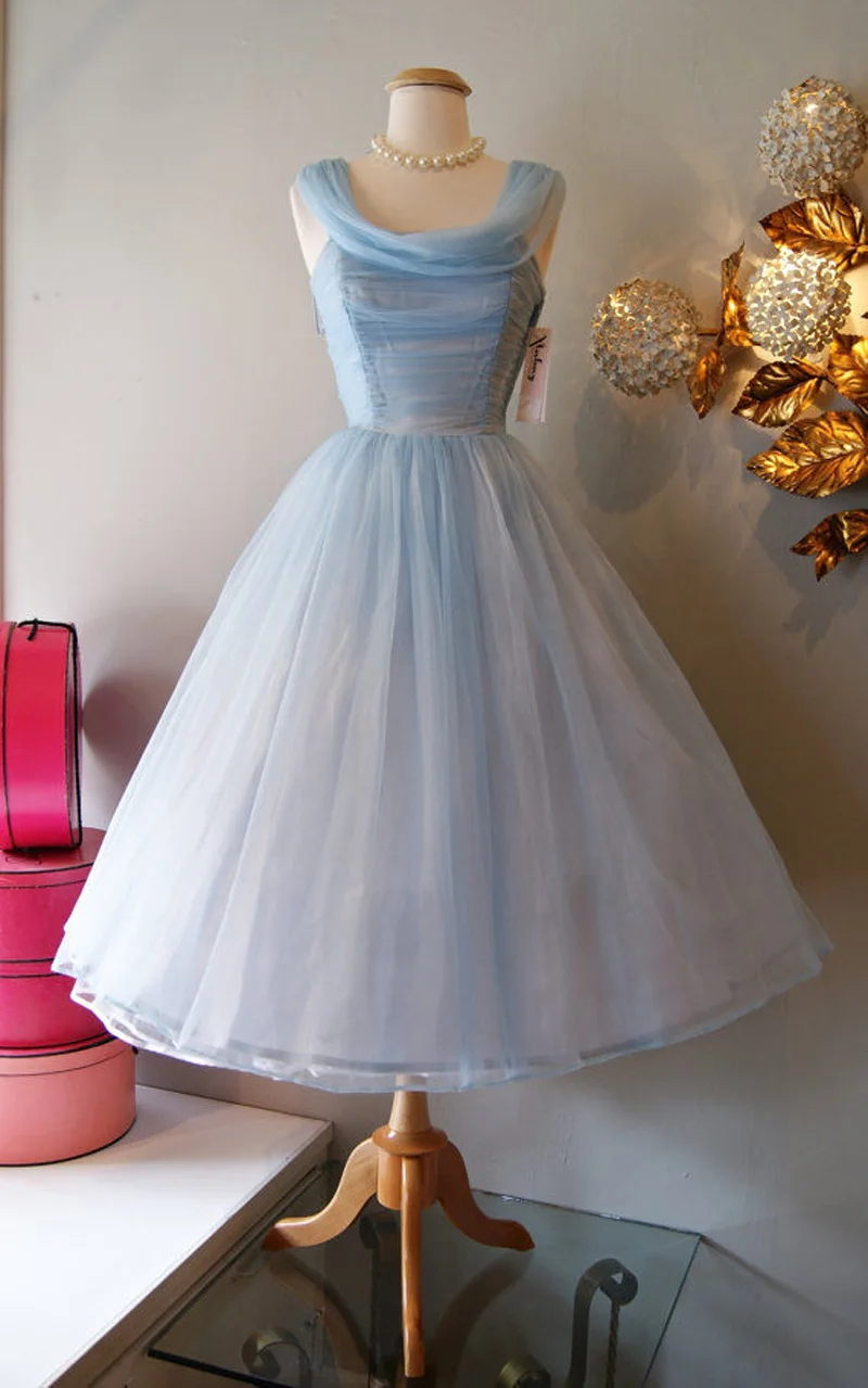 light blue 50s dress