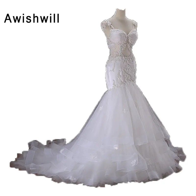 Vestidos de Novia Sirena Spaghetti Strap Lace-up Back Applique Beadings Sexy Wedding Dress Mermaid 2019 Wedding Gowns
Vestidos de Novia Sirena Spaghetti Strap Lace-up Back Applique Beadings Sexy Wedding Dress Mermaid 2019 Wedding Gowns