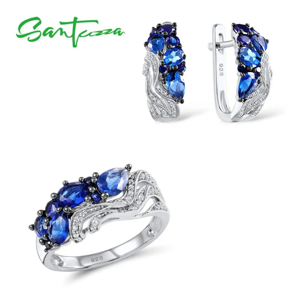SANTUZZA Silver Jewelry Set Bridal Wedding Jewelry Set Blue CZ Stones Ring Earrings Set 925 Sterling Silver Fashion Jewelry
SANTUZZA Silver Jewelry Set Bridal Wedding Jewelry Set Blue CZ Stones Ring Earrings Set 925 Sterling Silver Fashion Jewelry