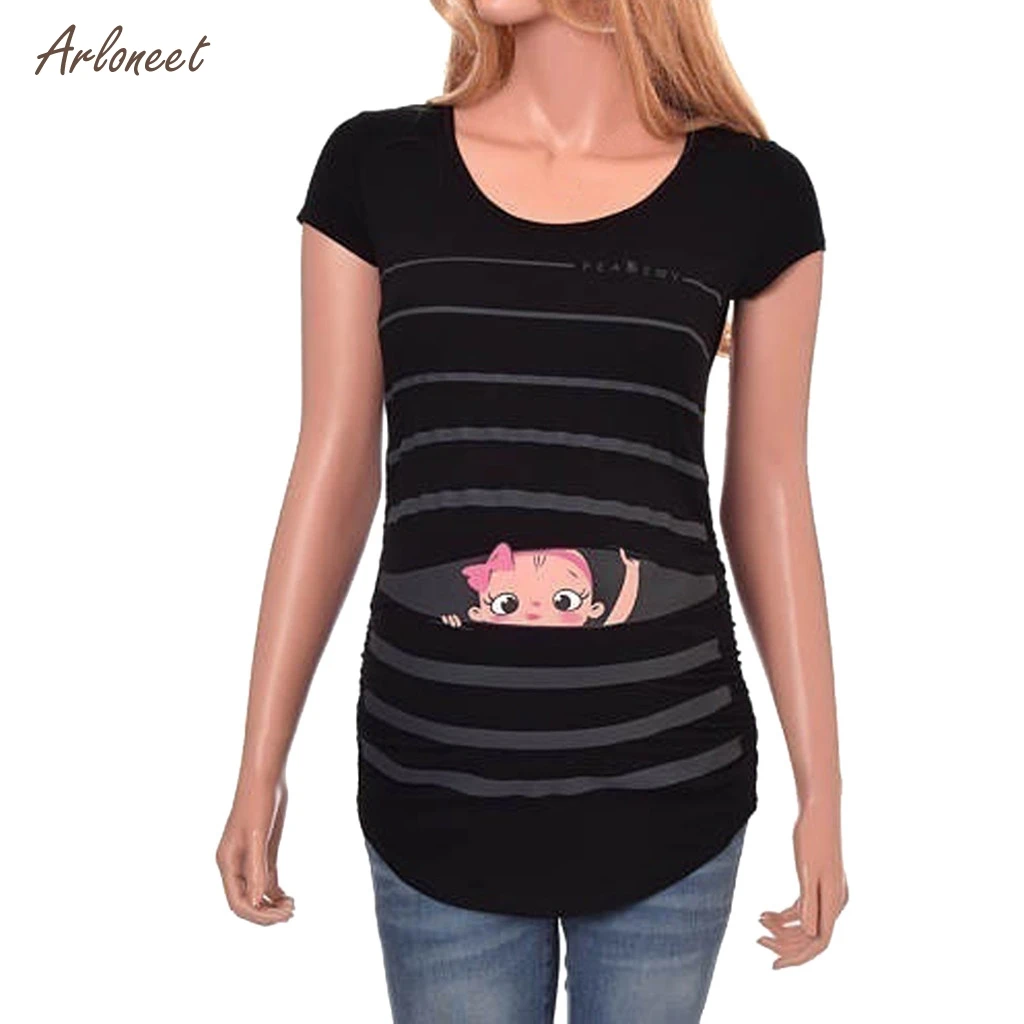 ARLONEE Pregnant women round neck cute funny baby print striped short-sleeved T-shirt pregnant women shirt Pregnancy Tee Shirts
ARLONEE Pregnant women round neck cute funny baby print striped short-sleeved T-shirt pregnant women shirt Pregnancy Tee Shirts