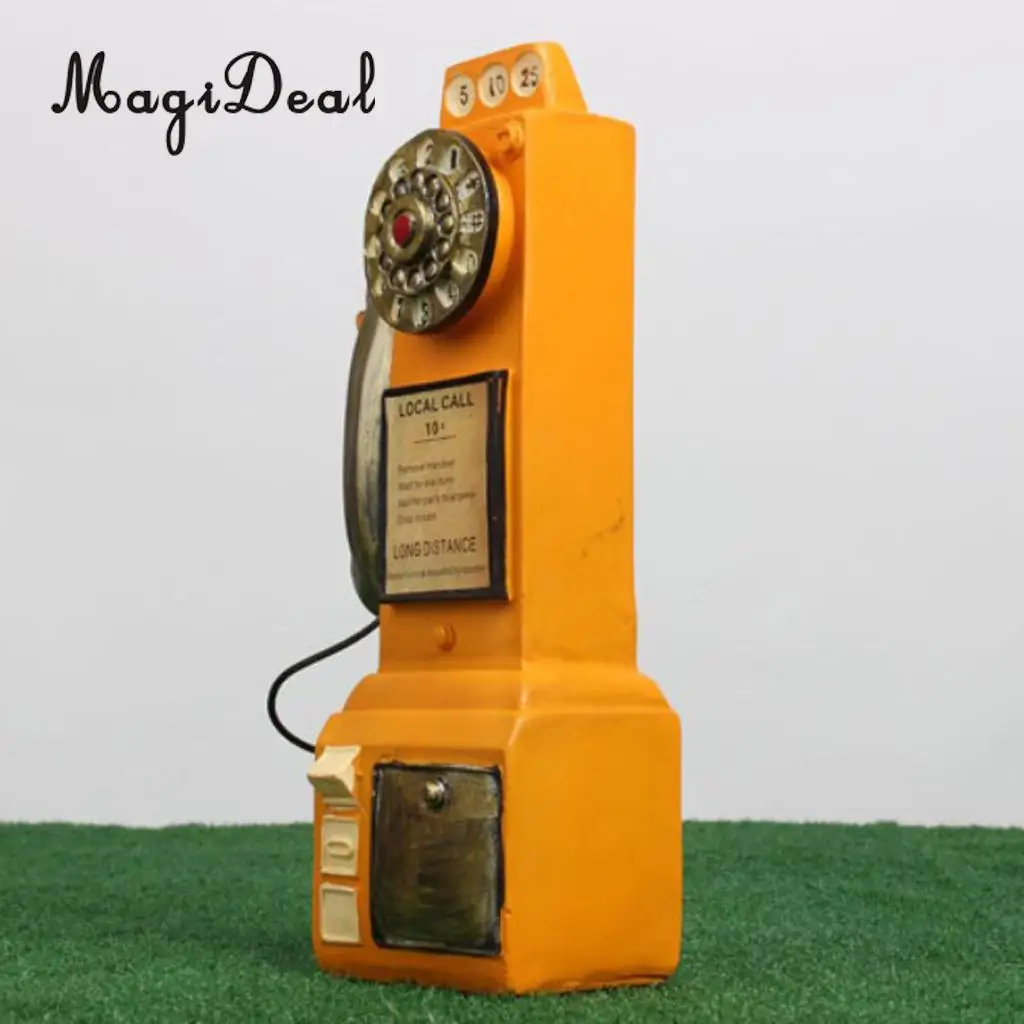 Vintage Rotary Phone Piggy Bank Home Office Desk Display Resin Crafts Tabletop Centerpieces Collectible Figurines Ornaments Gift