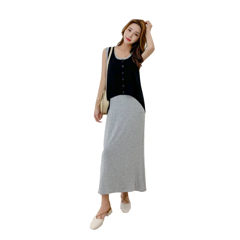 Summer New Fashion Maternity Dresses Two-piece Set Nursing Dress Sleeveless Round Neck Lactation Go Out Lactation Dress Vestido
Summer New Fashion Maternity Dresses Two-piece Set Nursing Dress Sleeveless Round Neck Lactation Go Out Lactation Dress Vestido