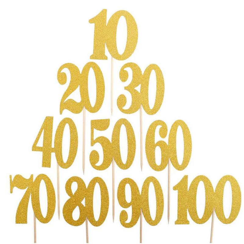 10 Pcs/set Cute Gold Number 10 20 30 40 50 60 70 80 90 100 Years Happy Birthday Cake Cupcake Toppers Party Cake Decorations
10 Pcs/set Cute Gold Number 10 20 30 40 50 60 70 80 90 100 Years Happy Birthday Cake Cupcake Toppers Party Cake Decorations