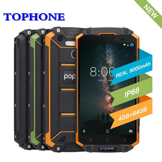 Globlal версия poptel P9000 MAX водонепроницаемый мобильный телефон с IP68 9000 мАч 4G B 6 5 "mtk6750