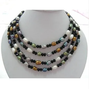 Charming 67inches 6-12mm Baroque Multicolor Natural Freshwater Pearl Necklace Made With Black Crystal Beads Jewelry.
Charming 67inches 6-12mm Baroque Multicolor Natural Freshwater Pearl Necklace Made With Black Crystal Beads Jewelry.