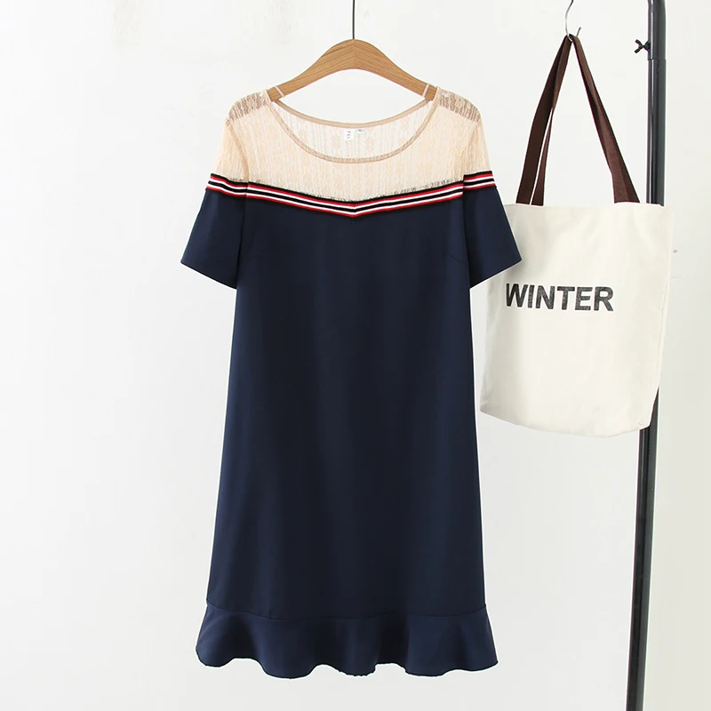 Plus size lace patchwork dark blue women dress 2019 Casual summer O-Neck short sleeve ladies mermaid vestido female 4XL
Plus size lace patchwork dark blue women dress 2019 Casual summer O-Neck short sleeve ladies mermaid vestido female 4XL