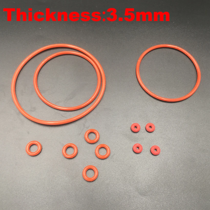 

60pcs 17x3.5 17*3.5 18x3.5 18*3.5 19x3.5 19*3.5 (OD*Thickness) 3.5mm VMQ Food Grade Red Silicone Oil Seal O Ring O-Ring Gasket