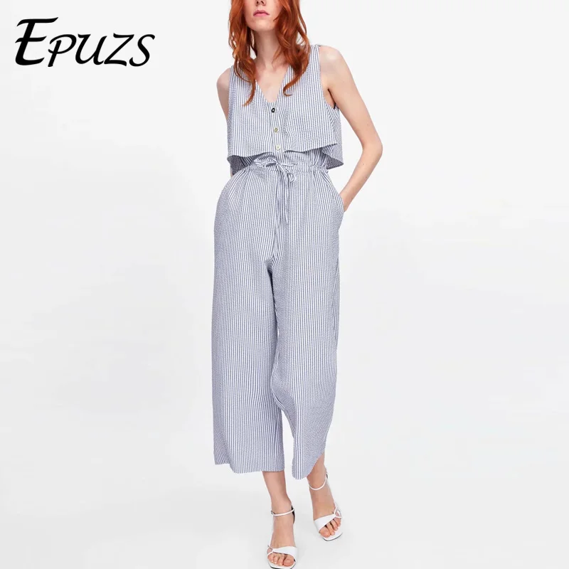 Summer blue striped jumpsuits women button sleeveless rompers womens jumpsuit Casual women clothes 2019 overalls for women
Summer blue striped jumpsuits women button sleeveless rompers womens jumpsuit Casual women clothes 2019 overalls for women
