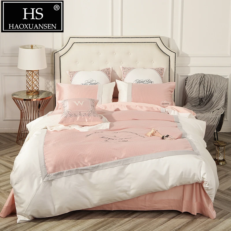 Luxury Pink Egyptian Cotton Satin 4 Piece Bedding Sets Fashion Business Style 60S Quilt Cover Bed Sheet Set Queen King Size
Luxury Pink Egyptian Cotton Satin 4 Piece Bedding Sets Fashion Business Style 60S Quilt Cover Bed Sheet Set Queen King Size
