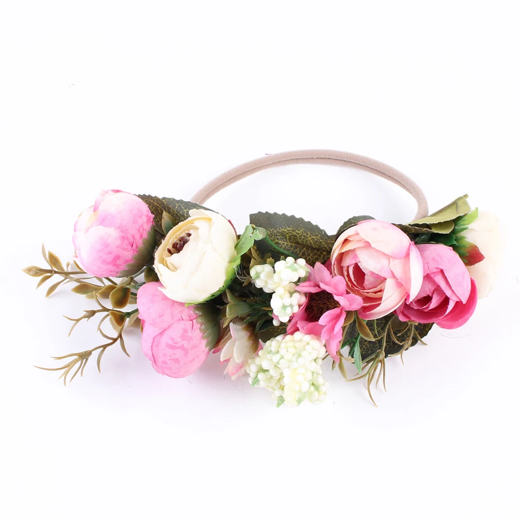 Cute Baby Children Kids Girls Floral Crown Headwear Headband Party Flower Hair Accessory for Travel Party Stage Show Photo Tool