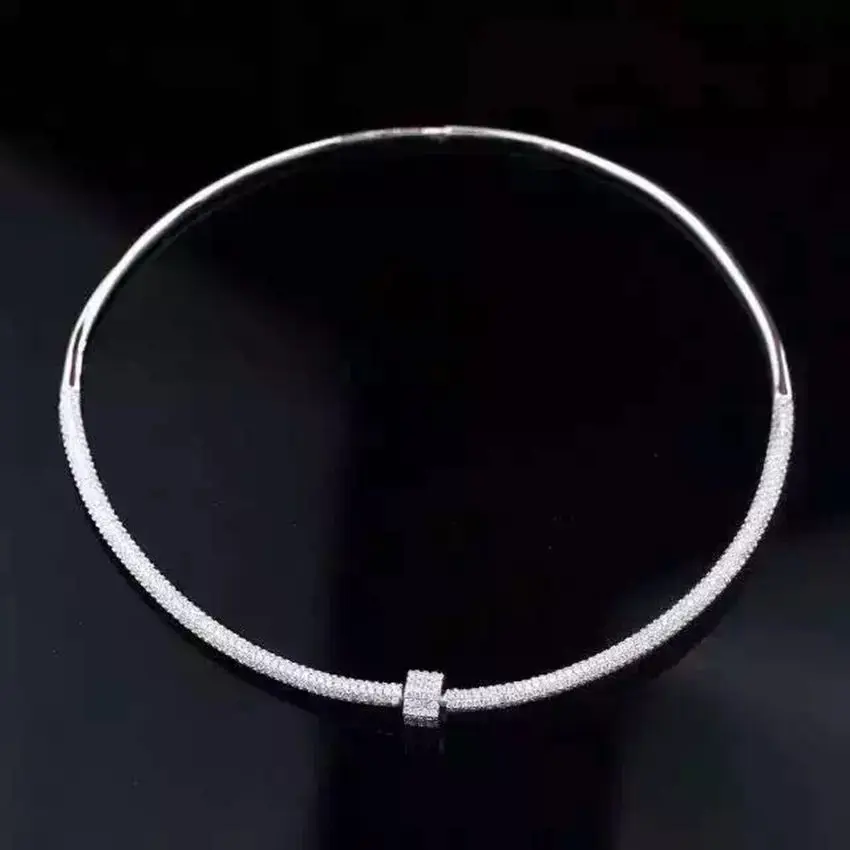 Luxury 925 Sterling Silver AAA Zircon Screw Chain Torques Necklace Monaco Design For women gift wedding party jewelry
Luxury 925 Sterling Silver AAA Zircon Screw Chain Torques Necklace Monaco Design For women gift wedding party jewelry