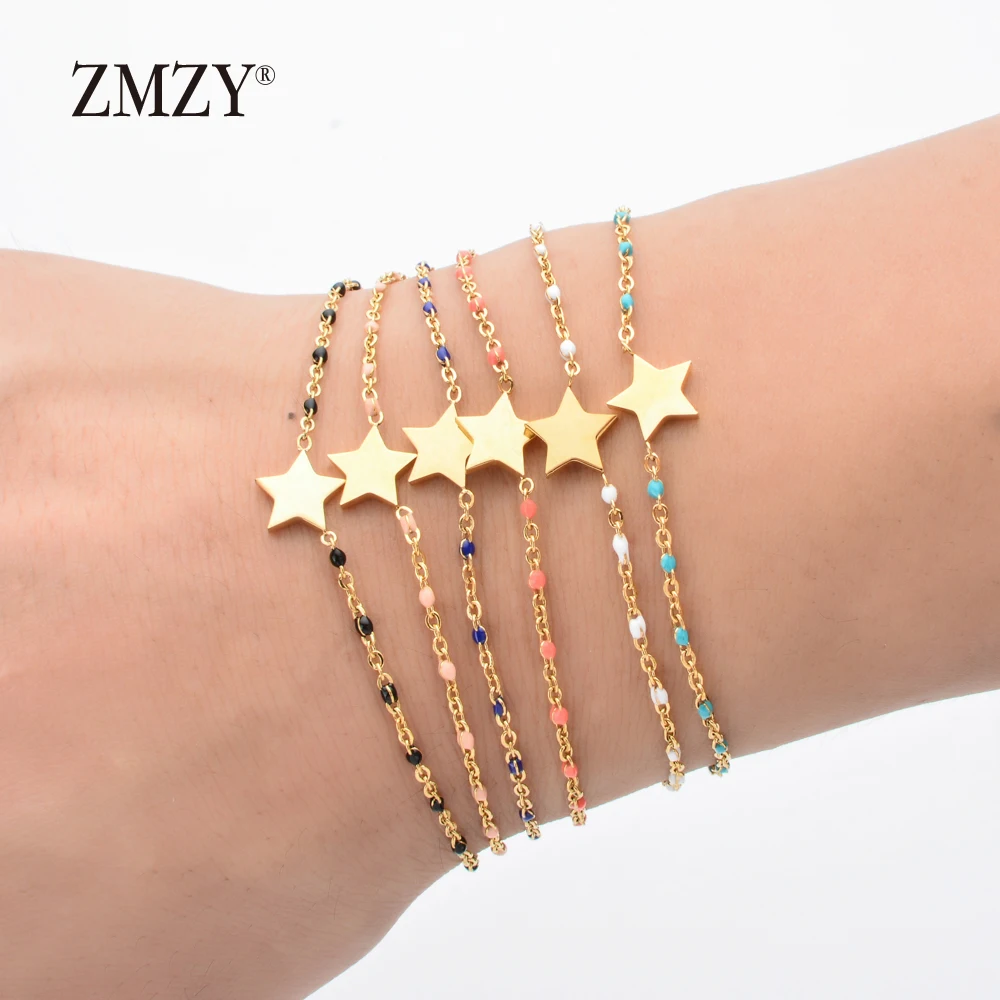 ZMZY 6pcs/lots Mixed Color Boho Star Charm Bracelet Gold Color Link Chain Jewelry Stainless Steel Bracelet Women Accessories
ZMZY 6pcs/lots Mixed Color Boho Star Charm Bracelet Gold Color Link Chain Jewelry Stainless Steel Bracelet Women Accessories
