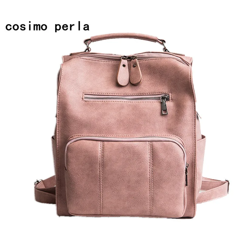 Women Leather Backpack Vintage Multifunction Rucksacks for Teenage Girls School Backpacks Female Solid Large Shoulder Bag Pink
Women Leather Backpack Vintage Multifunction Rucksacks for Teenage Girls School Backpacks Female Solid Large Shoulder Bag Pink