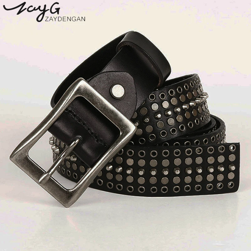 ZAYG Brand Luxury Pin Buckles Men and Women Hollow rivet Belt Jeans Belts Designer Fashion High Quality Leisure Leather Belt
ZAYG Brand Luxury Pin Buckles Men and Women Hollow rivet Belt Jeans Belts Designer Fashion High Quality Leisure Leather Belt