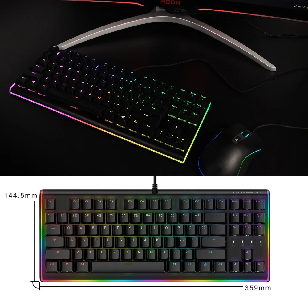 RGB Gaming Mechanical Keyboard 87 Key Illuminated Backlit Flowing Light Edge Game Keyboard Cherry MX Brown Switch(QWERTY-Layout)
RGB Gaming Mechanical Keyboard 87 Key Illuminated Backlit Flowing Light Edge Game Keyboard Cherry MX Brown Switch(QWERTY-Layout)