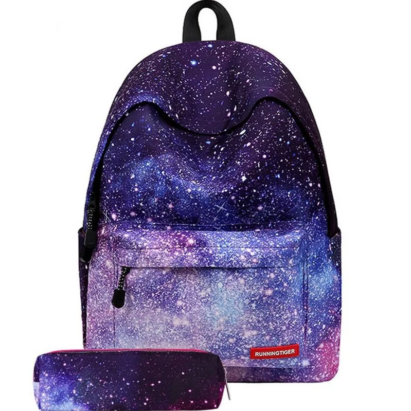 Image 2017 hot Multicolor Women Canvas Backpack Stylish Galaxy Star Universe Space Backpack Girls School Backbag Mochila Feminina