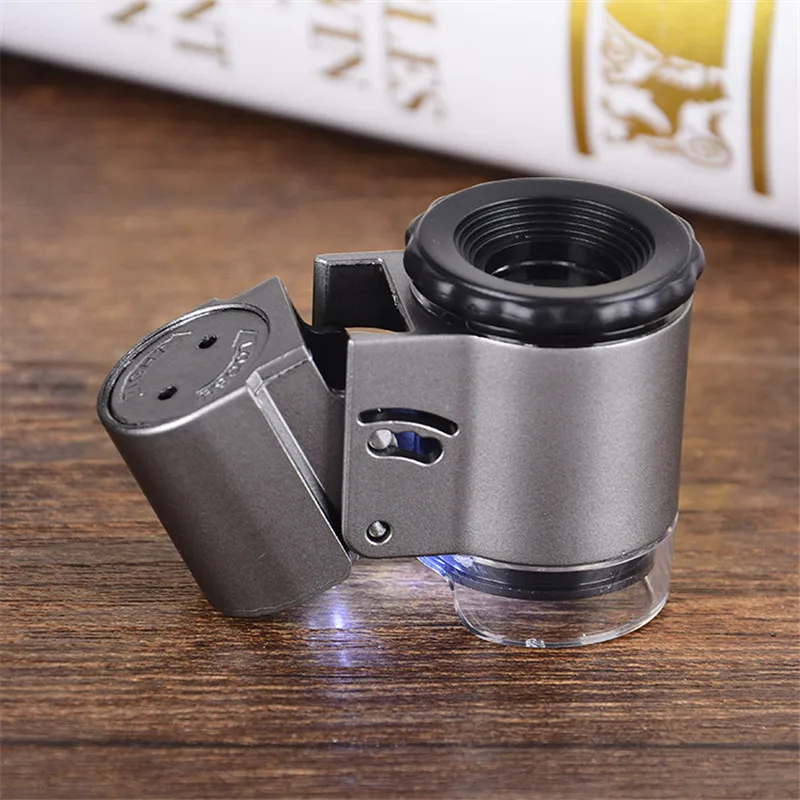 50x Handheld Mini Pocket Microscope Loupe Jeweler Magnifier With LED Light And UV Lamp | Инструменты