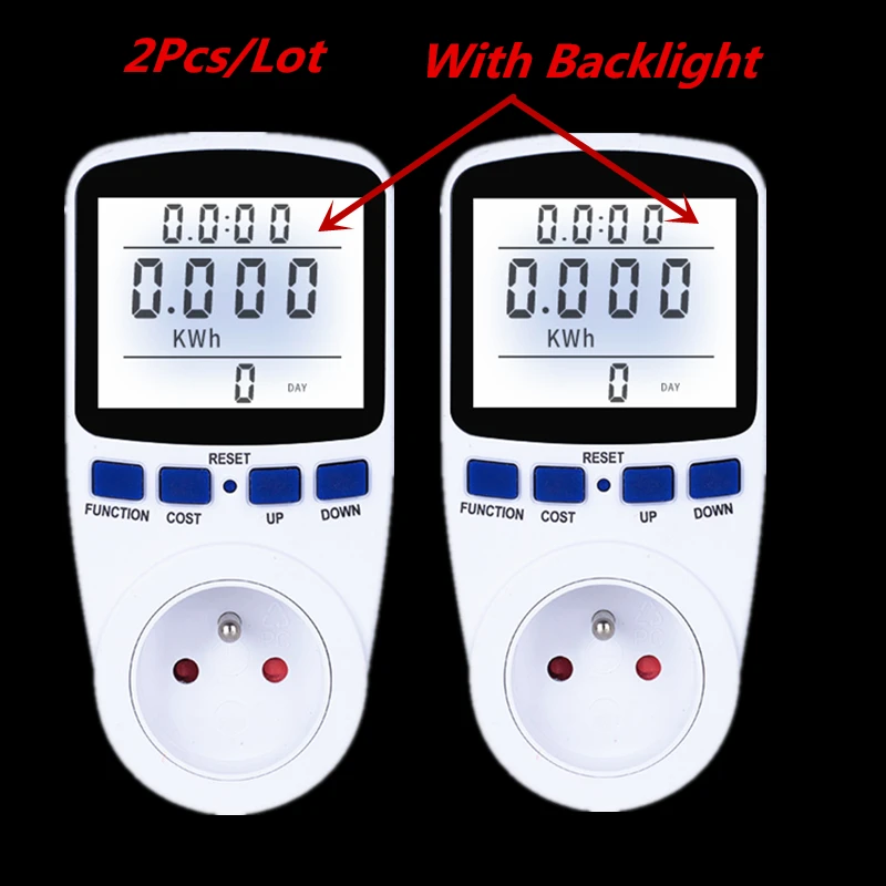 2pcs/Lot FR Plug Digital Power Meter Big Discount with Backlight Energy Meter Wattmeter KWH Current Voltage Energy Analyzer
2pcs/Lot FR Plug Digital Power Meter Big Discount with Backlight Energy Meter Wattmeter KWH Current Voltage Energy Analyzer