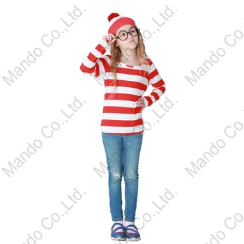 Smart Wally Boys Girls Halloween Clothing Kids Red and white stripes Tee tshirt Where's Wally Waldo Cosplay halloween Suit
Smart Wally Boys Girls Halloween Clothing Kids Red and white stripes Tee tshirt Where's Wally Waldo Cosplay halloween Suit