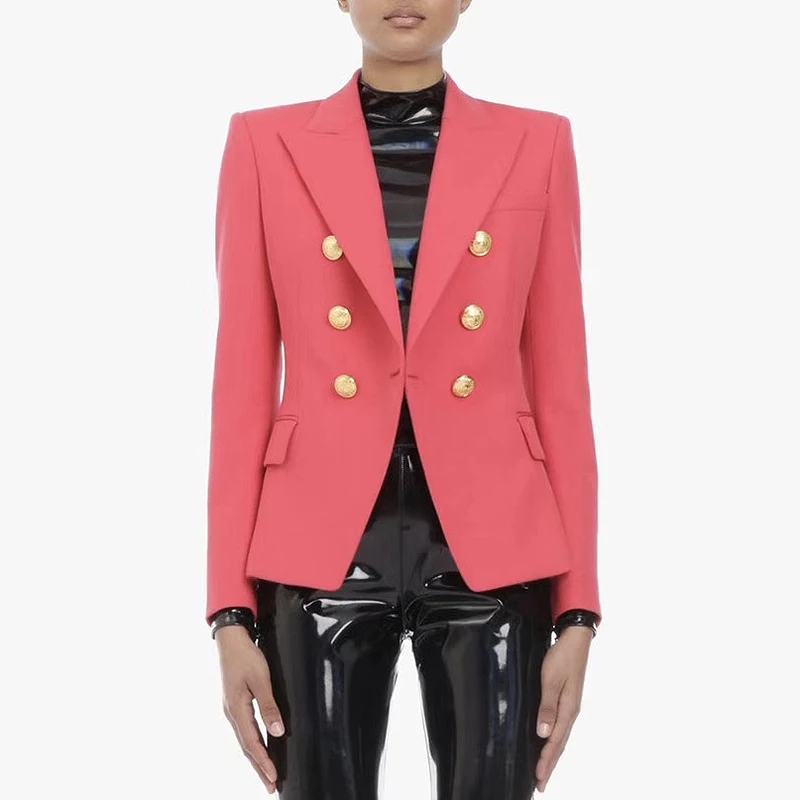 HIGH STREET Classic Baroque Designer Blazer Women's Metal Lion Buttons Double Breasted Blazer Coral Red
HIGH STREET Classic Baroque Designer Blazer Women's Metal Lion Buttons Double Breasted Blazer Coral Red