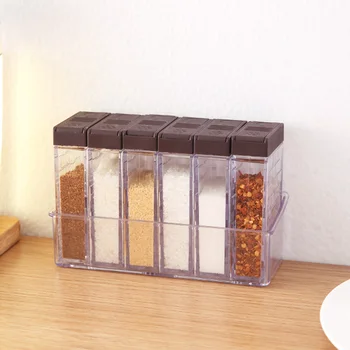 Kitchen Seasoning Boxes Double-outlet Lid Kitchen Clear 6-case Creative Condiment Spice Containers Shakers with Tray
Kitchen Seasoning Boxes Double-outlet Lid Kitchen Clear 6-case Creative Condiment Spice Containers Shakers with Tray