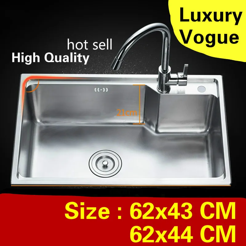 

Free shipping Apartment do the dishes kitchen single trough sink high quality 304 stainless steel hot sell luxury 62x43/62x44 CM