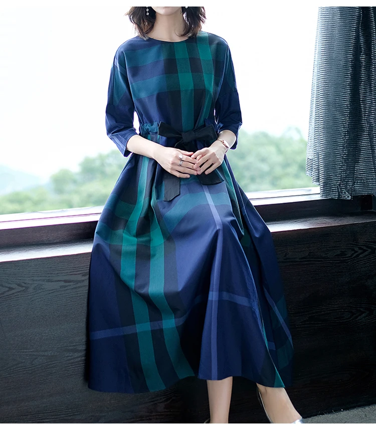 Pure ramie dress linen cotton and linen large size spring autumn ladies long paragraph summer plaid loose women's dress W441
Pure ramie dress linen cotton and linen large size spring autumn ladies long paragraph summer plaid loose women's dress W441