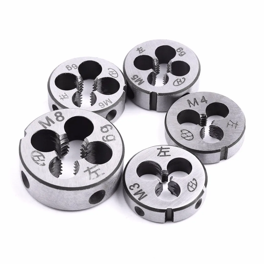 5pcs Metric Threading Die High Strength Left-hand Thread Cutting Die Tool Set M3 M4 M5 M6 M8 For Mold Machining