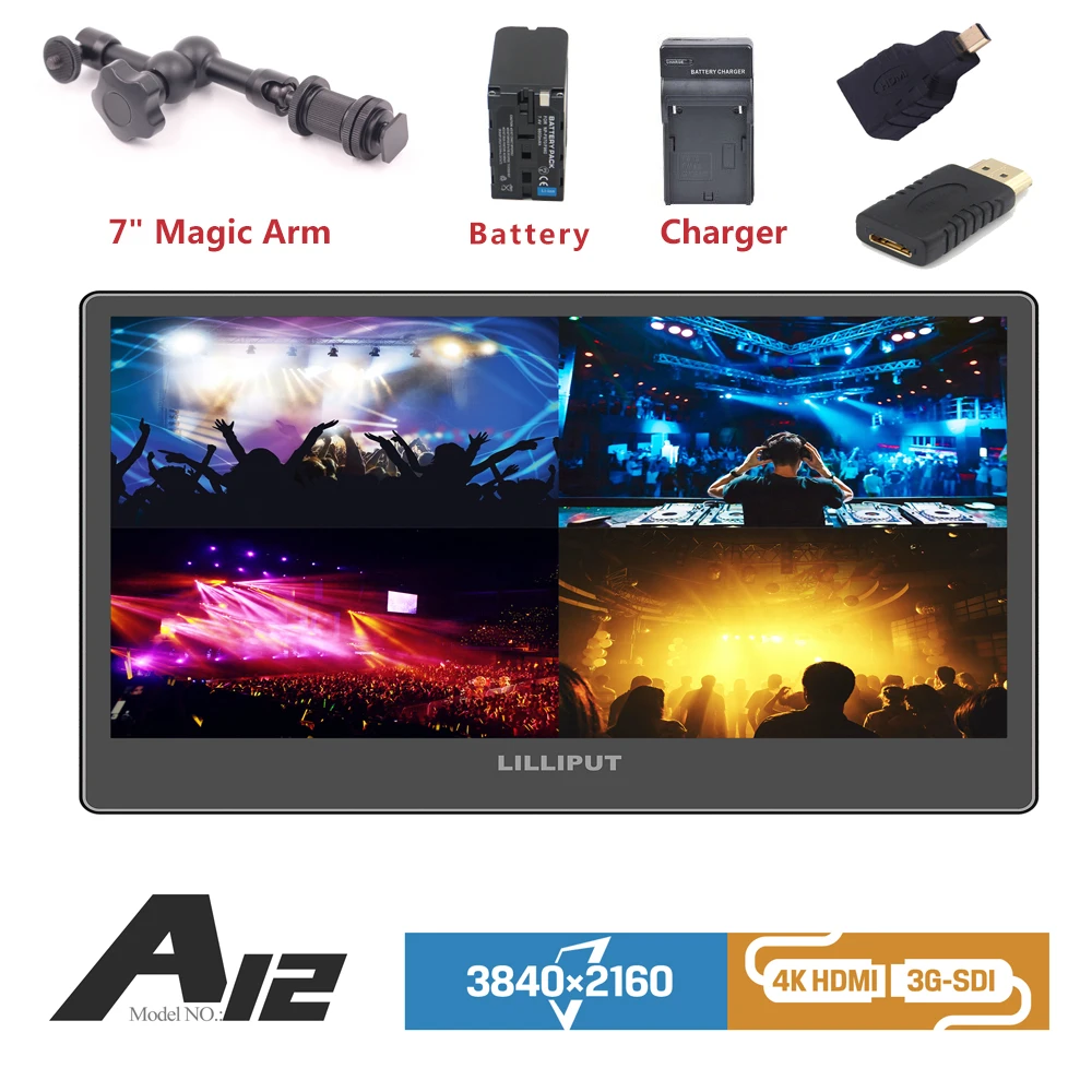 Lilliput A12 Professional Video Monitor 12.5 inch IPS On-Camera Field Monitor 4k Resolution 3840 * 2160 for ARRI Canon Sony RED
Lilliput A12 Professional Video Monitor 12.5 inch IPS On-Camera Field Monitor 4k Resolution 3840 * 2160 for ARRI Canon Sony RED