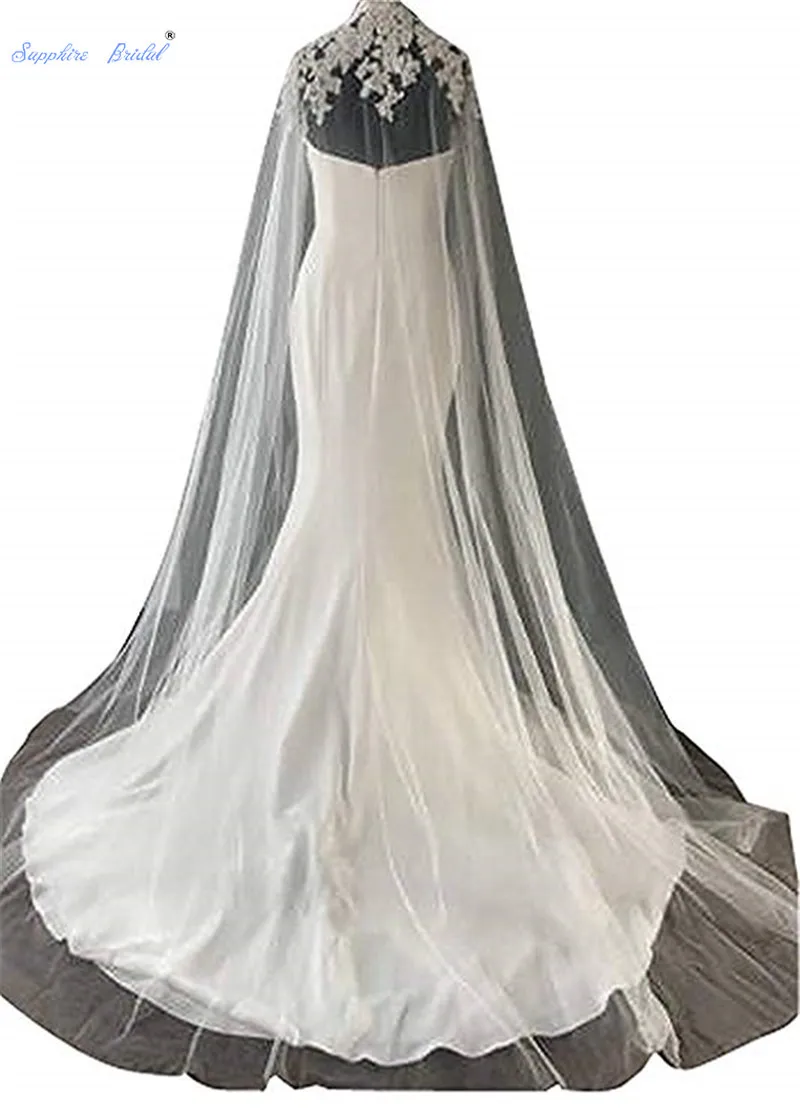 Sapphire Bridal White/ivory Cathedral Length Tulle Wedding Capes High Neck Applique Wedding Bridal Shawl Wrap Cloak Veils
Sapphire Bridal White/ivory Cathedral Length Tulle Wedding Capes High Neck Applique Wedding Bridal Shawl Wrap Cloak Veils