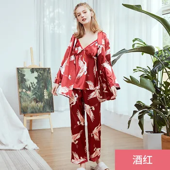 Burgundy Spring Womens Shirt Pants Suit Robe Bath Gown 3PC Sleepwear Sets Casual Long Sleeve Top Pajamas Home Wear Nightwear
Burgundy Spring Womens Shirt Pants Suit Robe Bath Gown 3PC Sleepwear Sets Casual Long Sleeve Top Pajamas Home Wear Nightwear