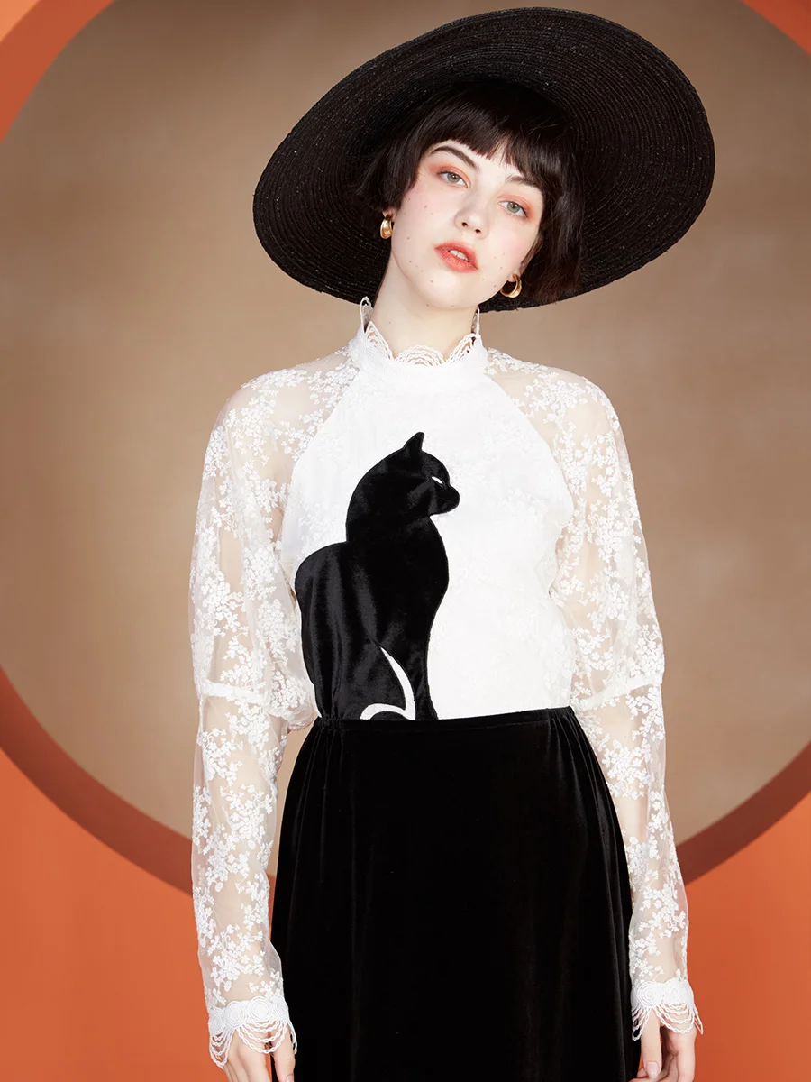 LYNETTE'S CHINOISERIE Summer Women Original Design Embroidery Lace Velvet Patchwork Mysterious Vintage Black Cat Elegant Dresses
LYNETTE'S CHINOISERIE Summer Women Original Design Embroidery Lace Velvet Patchwork Mysterious Vintage Black Cat Elegant Dresses
