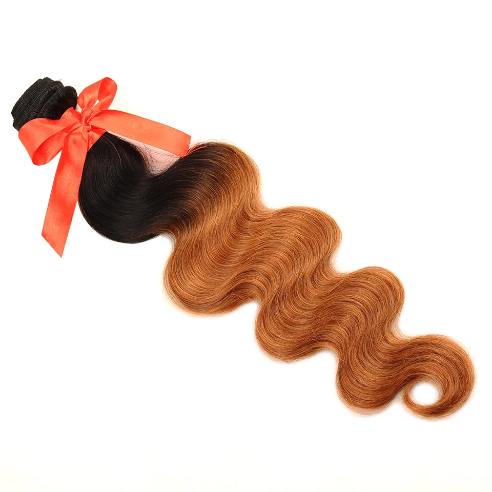 Pinshair Brazilian Ombre Human Hair Bundles With Closure 1B 30 Body Wave 3 Bundles Hair Weave With Middle Part Closure Non Remy (45)