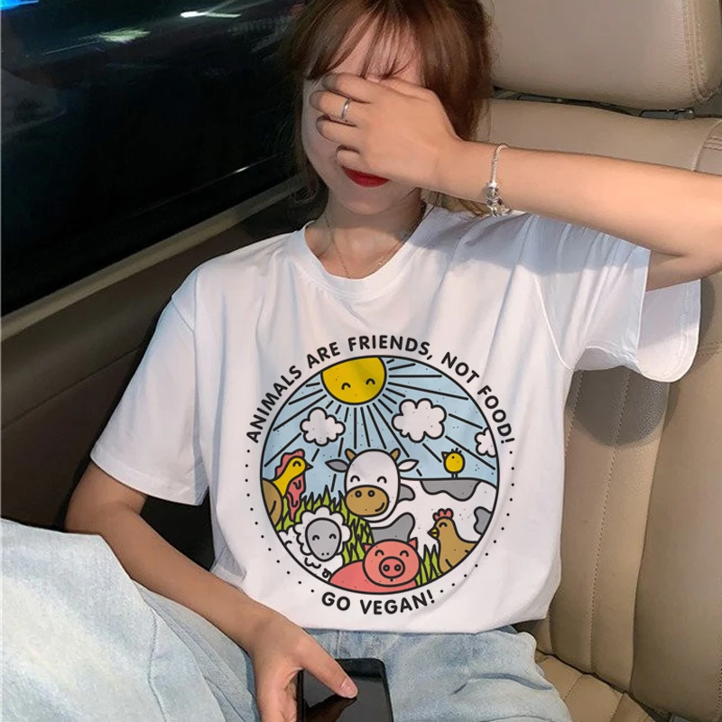 New T shirt Women Cute Vegan Harajuku Women Tshirt Ullzang Kawaii 90s Graphic Cartoon Tshirt Fashion Summer Female White Tops 
New T shirt Women Cute Vegan Harajuku Women Tshirt Ullzang Kawaii 90s Graphic Cartoon Tshirt Fashion Summer Female White Tops