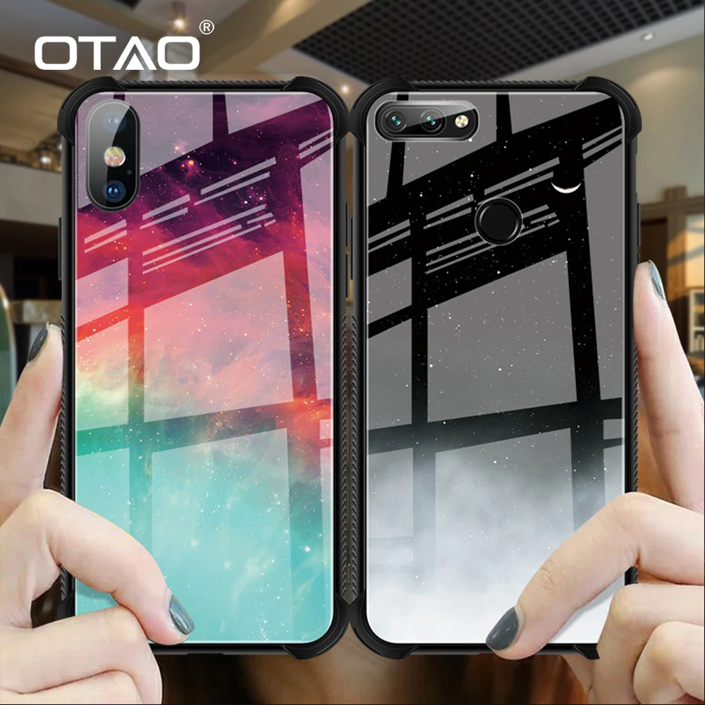 OTAO новинка звездное небо закаленное стекло для iPhone 7 8 Plus 6 6s милые чехлы с кошкой X