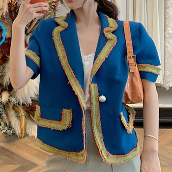 Blazer Women New Notched Collar Coat Women Short Sleeve Jackets Elegant Spliced Patchwork Blazer Outerwear Tops Coats CC257
Blazer Women New Notched Collar Coat Women Short Sleeve Jackets Elegant Spliced Patchwork Blazer Outerwear Tops Coats CC257