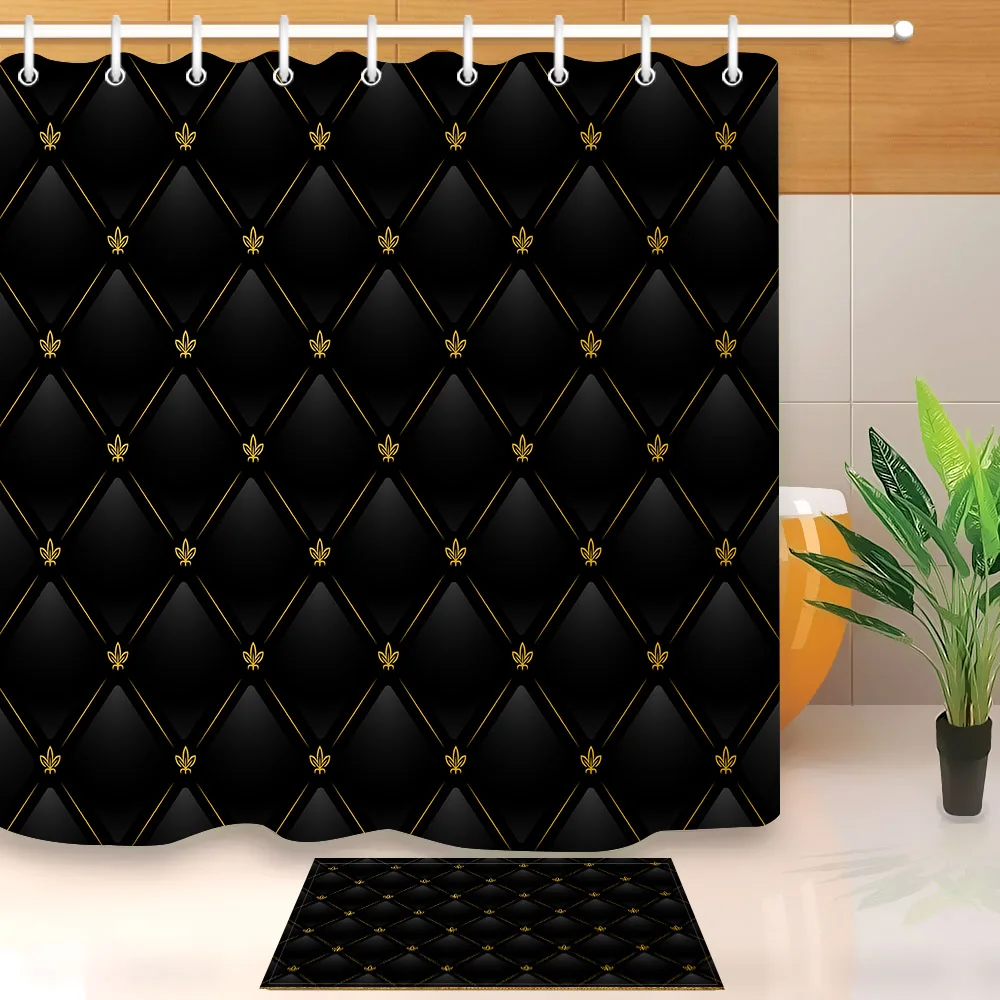 Black Leather Background With Gold Pattern Shower Curtain With Mat Set Bathroom Nature Waterproof Fabric For Art Bathtub Decor
Black Leather Background With Gold Pattern Shower Curtain With Mat Set Bathroom Nature Waterproof Fabric For Art Bathtub Decor