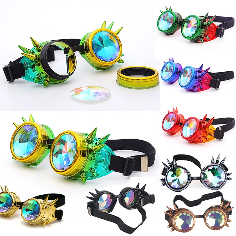 Kaleidoscope Rainbow Crystal Lenses Men Women Rivet Steampunk Goggles Cosplay Vintage Glasses Welding Gothic Cool Eyewear
Kaleidoscope Rainbow Crystal Lenses Men Women Rivet Steampunk Goggles Cosplay Vintage Glasses Welding Gothic Cool Eyewear