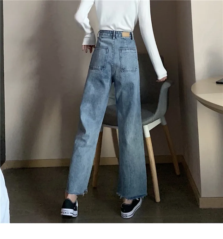 Womens Jeans Mihoshop Korea Korean Women Fashion Clothing High Waist  Vintage Wide Leg Denim Pants From Manteau, $34.85