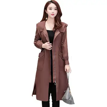Women 2019 Spring Autumn Trench Coat Casual Slim Outerwear Female Elastic Waist Zipper Pocket Hooded Drawstring Windbreaker L65
Women 2019 Spring Autumn Trench Coat Casual Slim Outerwear Female Elastic Waist Zipper Pocket Hooded Drawstring Windbreaker L65
