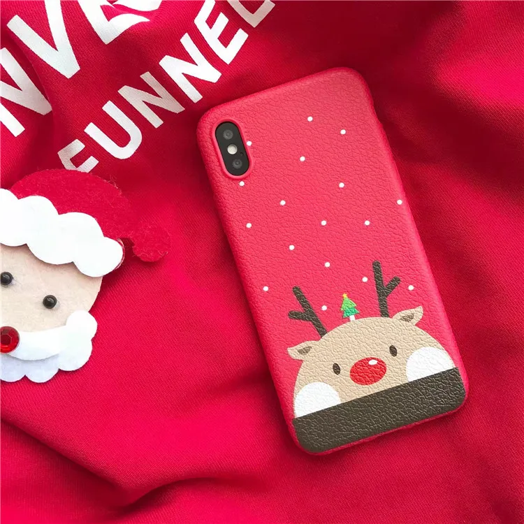 Krimisy Cute Merry Christmas Tree Candy Santa Claus Reindeer Couple for iPhone Case for iPhone 6 6S 7 8 Plus X Xs Max XR Case (6)