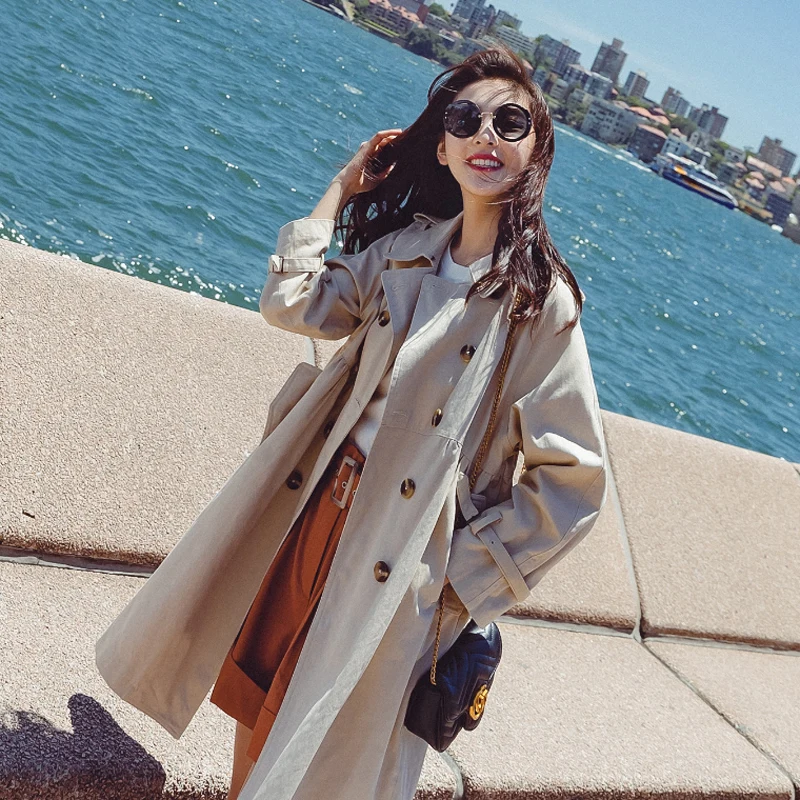 Korean Windbreakers For Women 2021 Autumn Long Trench Coats Female Casual Loose Windbreaker Womens Double-breasted Coat Overcoat
Korean Windbreakers For Women 2021 Autumn Long Trench Coats Female Casual Loose Windbreaker Womens Double-breasted Coat Overcoat