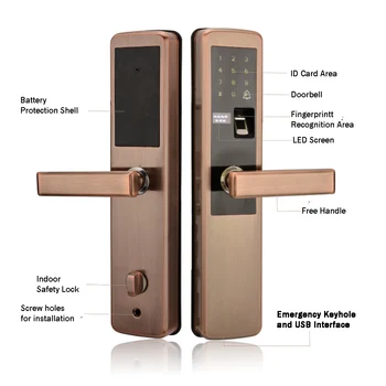 Smart Door Lock RFID/Password/Biometric Fingerprint/Key Digital keypad Elecronic lock Household/home Access control Gate opener
Smart Door Lock RFID/Password/Biometric Fingerprint/Key Digital keypad Elecronic lock Household/home Access control Gate opener